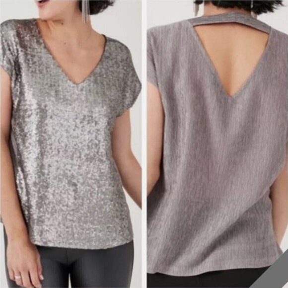 Anthropologie Stella & Dot Renegade Metallic Sequin Top Blouse size Medium  New - Picture 1 of 4